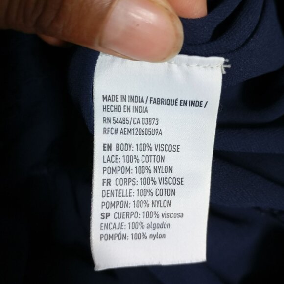 American Eagle Outfitters Lace Detail Navy Blue Halter Romper Shorts Size L Wome - Picture 3 of 10